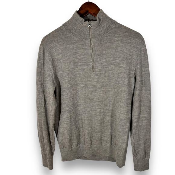 J.Crew Merino Wool Sweater Half Zip Gray Classic Fit M Heritage - Picture 3 of 10
